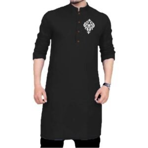 Elegant Black Chest Bunch Printed Kurta Pajama Set for Men